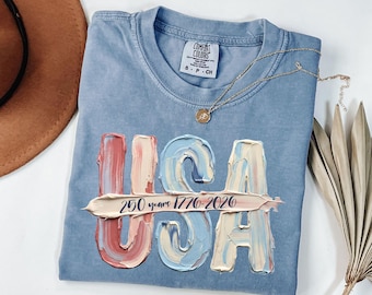 USA 250 Years 1776-2026 Patriotic Shirt, Comfort Colors® Print