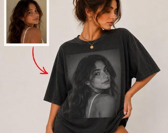 Comfort Colors® Custom Photo Shirt, Personalized Picture Tee, Upload Your Own Photo, Vintage Photo T-Shirt, Girlfriend And Boyfriend Gift