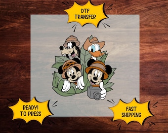 Mickey Safari DTF Transfer, Mickey and Friends Ready to Press
