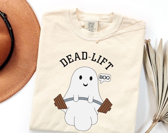 Comfort Colors Dead-Lift Ghost T-Shirt, Funny Halloween Gym Apparel