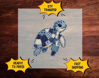 Patchwork Sea Turtle DTF Transfer, Coastal Turtle Ready To Press Shirt Design