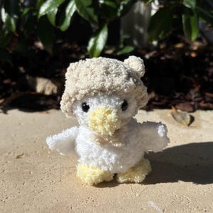 Duckling with Bear Hat Crochet Plushie
