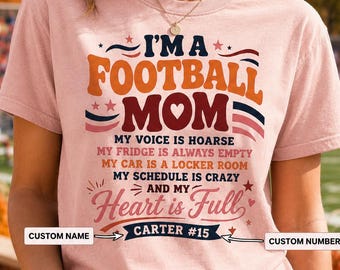 Funny Football Mom Sweatshirt My Heart Is Full Mama Hoodie Custom Player Name Number Shirt Groovy Game Day Apparel Sports Tee
