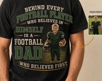 Custom Photo Football Dad Shirt Personalized Picture Son Player Tee Vintage Football Father Sweatshirt Game Day Gift For Him Hoodie