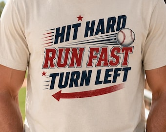 Hit Hard Run Fast Turn Left Baseball Shirt, Vintage Baseball Player Gift, Game Day Tee, Unisex Sweatshirt Hoodie 2026