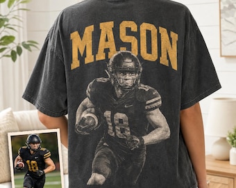 Custom Football Player Photo Hoodie Personalized Football Shirt Vintage Custom Name Number Sweatshirt Senior Night Gift