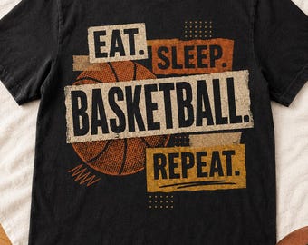 Eat Sleep Basketball Repeat Sweatshirt Retro Basketball Player Shirt Vintage Basketball Coach Hoodie Game Day Basketball Lover Gift