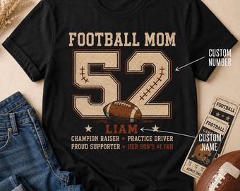 Retro Football Mom Sweatshirt Custom Player Number Shirt Personalized Sons Biggest Fan Hoodie Vintage Game Day Sports Mama Gift