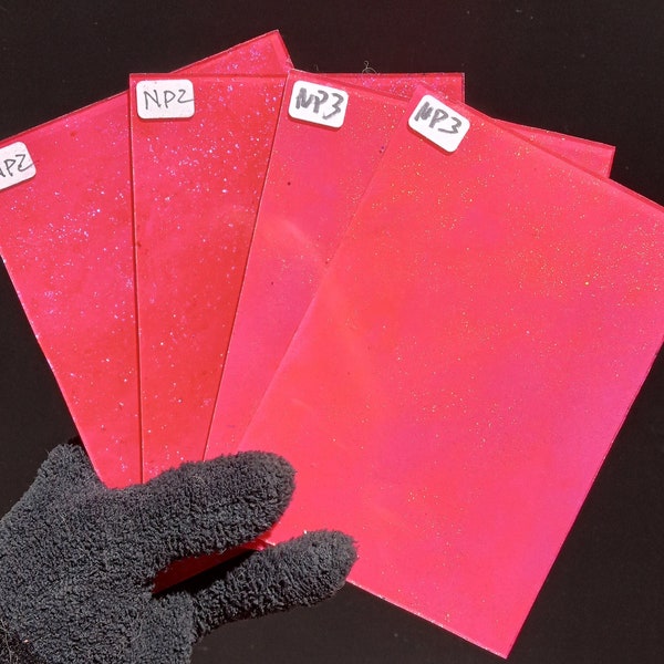 Bright Pink Metallic Mosaic Glitter Glass Tile Sheets for cutting up. Opaque, Not Stained Glass. Batch # NP3