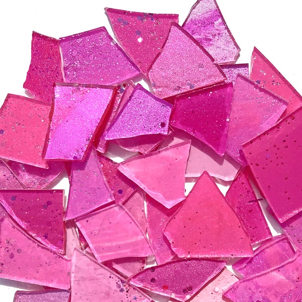 Mixed Metallic Pink Mosaic Glitter Glass Tiles , Bright Mosaic Tiles For Making Mosaic Art