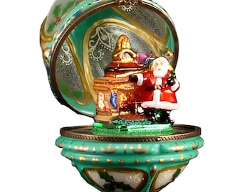 Mostowski Komozja Hand Blown Hinged Musical Egg Christmas Ornament