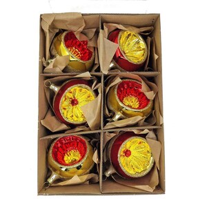 Confezione di 6 sfere Reflectors esclusive rosso e oro in vetro 8 cm