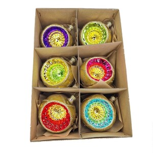 Confezione di 6 sfere Reflectors colorate e oro in vetro 8 cm