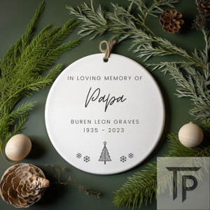 Customizable Memorial Ceramic Ornament: In Loving Memory Keepsake