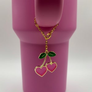 Cherry Heart Tumbler Charm for Stanley Cup or Similar