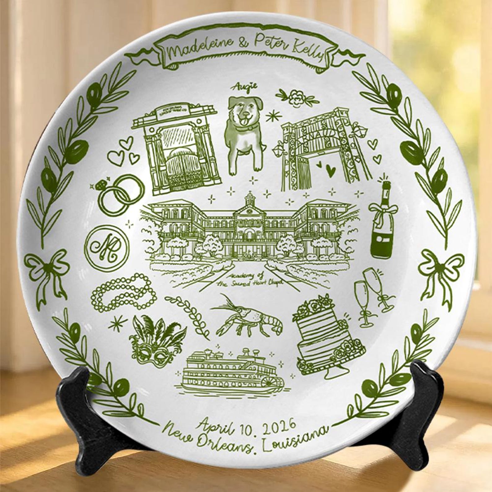 Personalized Wedding Plate Custom Couple Name Ceramic Platter Anniversary Keepsake Gift New Home Housewarming Gift Romantic Decor P421Z1B0