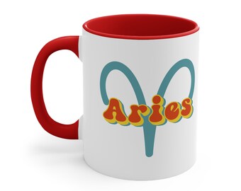 Aries Zodiac Sign Coffee Mug Birthday Cup Horoscope Gift for Her Gift for Him Personalized Horoscope Present Cute Bridal Party Gift