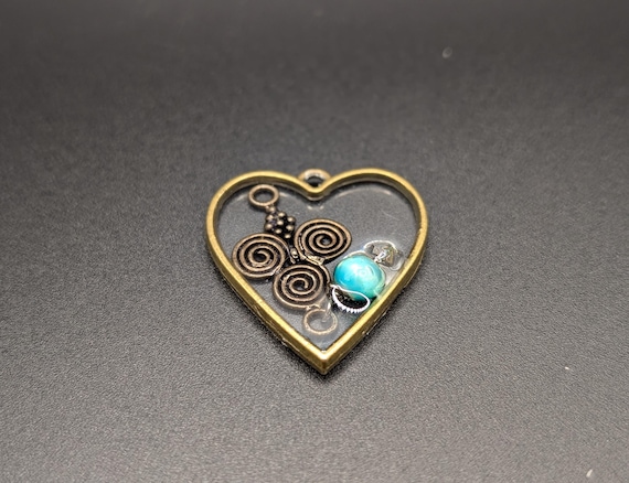 Handmade Blue Heart Necklace - Epoxy Resin Pendant - Heart-Shaped Necklace