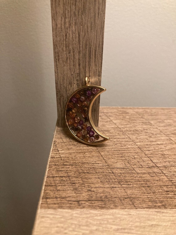 Berry Pendant - Crescent Moon Necklace - Dark Purple Jewelry