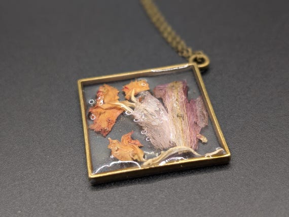 Natural Pink and Orange Necklace - Flower Petal Jewelry