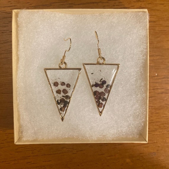 Preserved Berry Earrings - Purple Triangle Earrings - Eco Friendly Jewelry
