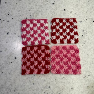 Crochet Checkered Coasters, set of four