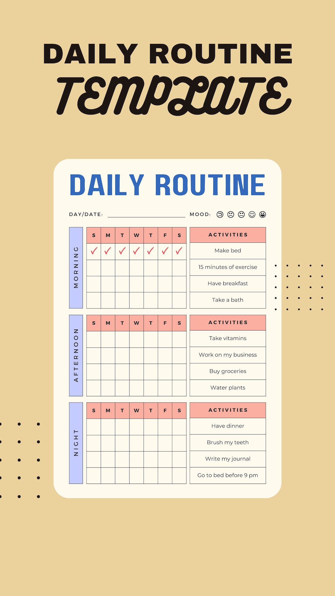 Printable Daily Routine Template: Organize Your Day With Style and ...