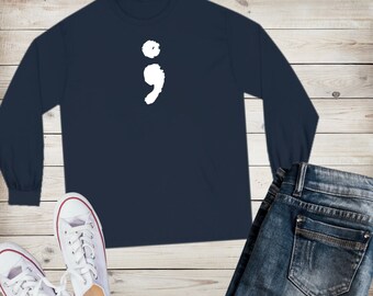 Semicolon; Unisex Long Sleeve T-Shirt