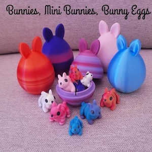 Quirky Articulate 3D Easter Bunnies and Bunnies Eggs