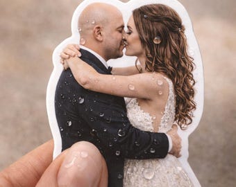 Benutzerdefinierte Fotoaufkleber | Wasserdichte Vinyl gestanzte personalisierte Haustier-Hochzeit (3 Zoll)