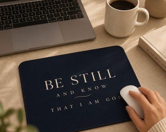Christliches Mousepad Be Still and know, minimalistische Glaube Schreibtischdekoration, Bibel Vers Bürogeschenk, ästhetische Arbeit vom Schreibtisch zu Hause, Psalm 46: 10