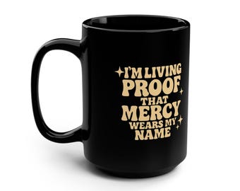 Christliche Songtexte Tasse, Mercy trägt meinen Namen, inspirierende Kaffeetasse
