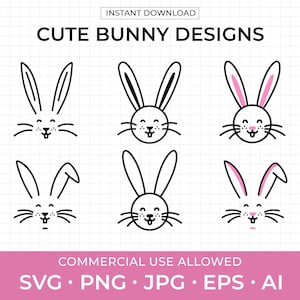 Easter Bunny Face svg Cute Bunny Face Easter Gift Clipart Happy Bunny Rabbit Face svg Bunny Ears Bunny png Easter Gift Rabbit Png svg Bundle