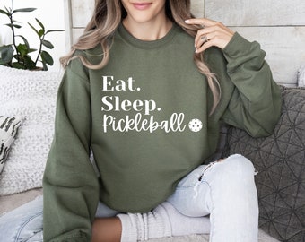 Eat Sleep Pickleball Sweatshirt: Unisex Baumwollmischung Rundhalsausschnitt