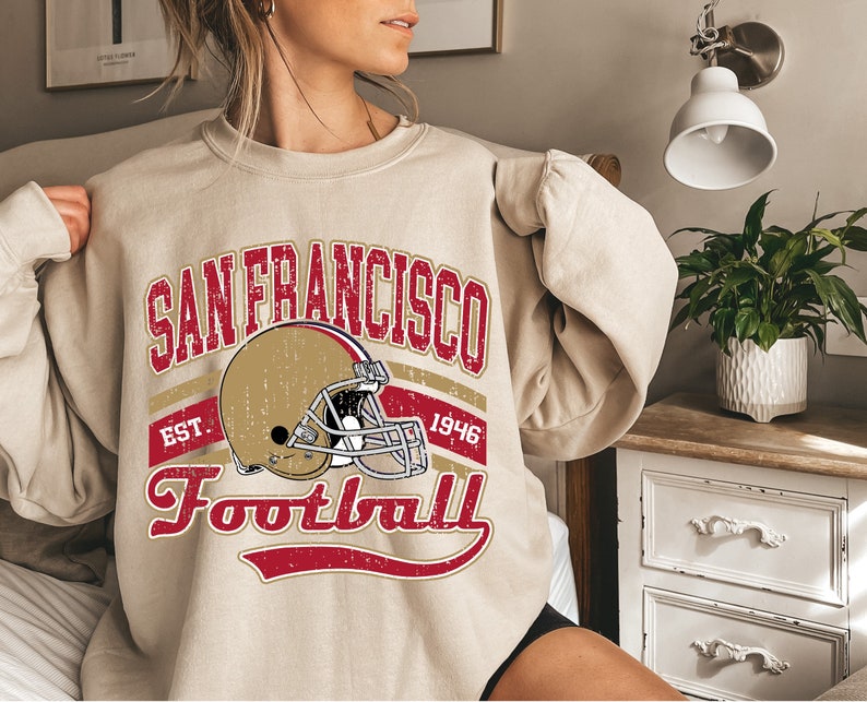 Vintage San Francisco Football Crewneck,San Francisco Sweatshirt, 49, 49 football, san Francisco football shirt, san francisco gift image 1