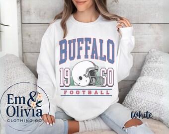 Vintage Buffalo Football Sweatshirt: Comfort Colors Fleece Crewneck