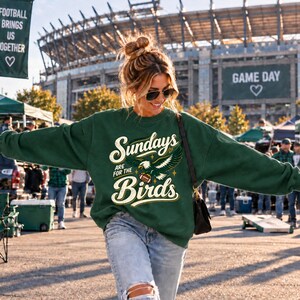 Philly Football Sweatshirt, Sundays Are for the Birds Crewneck, Philadelphia Fan Gift Forest Green