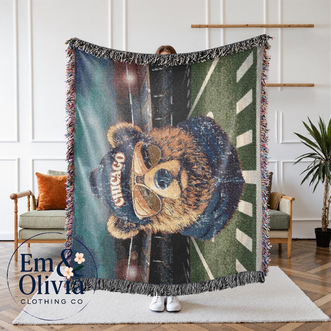 Chicago Football Blanket: Bear Woven Throw - Etsy
