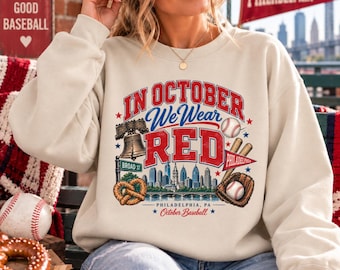 Red October Sweatshirt, Philly Baseball Crewneck, Philadelphia Game Day Shirt