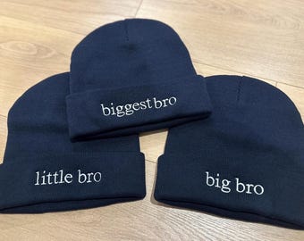 Gorro de punto para hermano pequeño, gorro de invierno bordado, nuevo hermano mayor