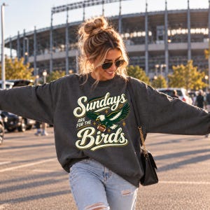 Philly Football Sweatshirt, Sundays Are for the Birds Crewneck, Philadelphia Fan Gift Dark Heather