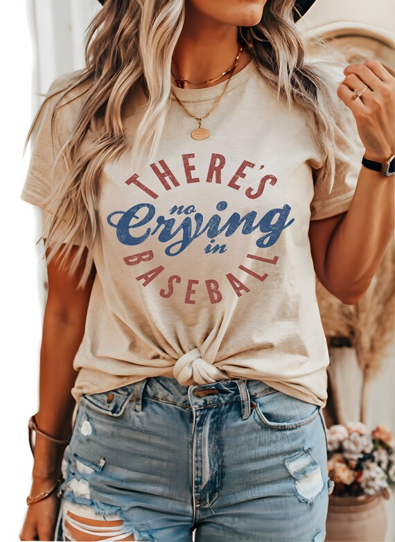 there's no crying in baseball tshirt, a league of their own comfort colors tee, mom gift casual game day t-shirt