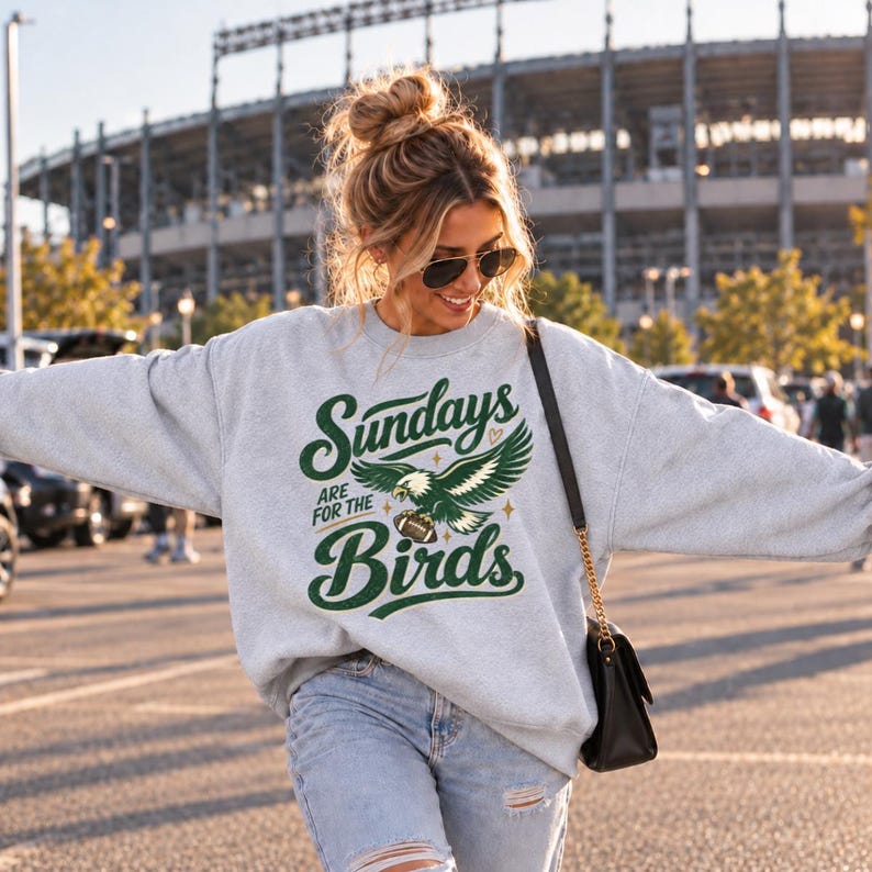 Philly Football Sweatshirt, Sundays Are for the Birds Crewneck, Philadelphia Fan Gift Ash