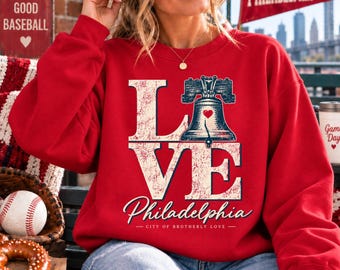Philly LOVE Sweatshirt, Philadelphia Baseball Crewneck, Liberty Bell Game Day Sweatshirt