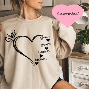 Custom Grandma Sweatshirt, Grandma Tshirt, Grandkids Name Shirt, Gift For Grandma, Nana Shirt, Mothers Day Gift, Grammy shirt, Mimi shirt