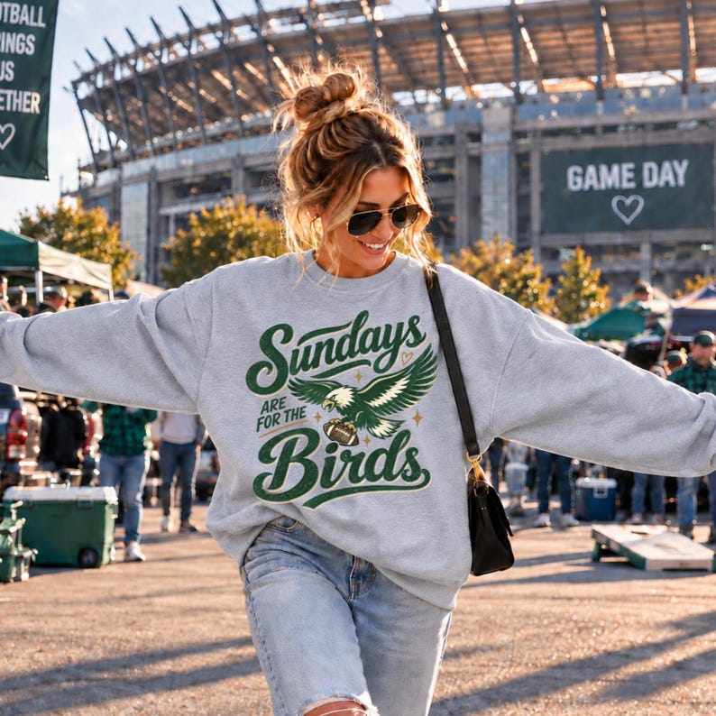 Philly Football Sweatshirt, Sundays Are for the Birds Crewneck, Philadelphia Fan Gift Sport Grey