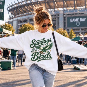 Philly Football Sweatshirt, Sundays Are for the Birds Crewneck, Philadelphia Fan Gift White