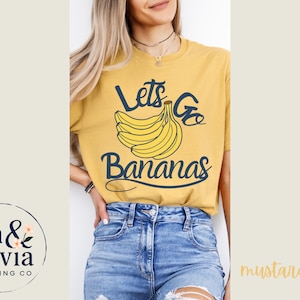 Lets Go Bananas Baseball T-Shirt Womens Summer Tee Comfort Colors Funny Banana Shirt