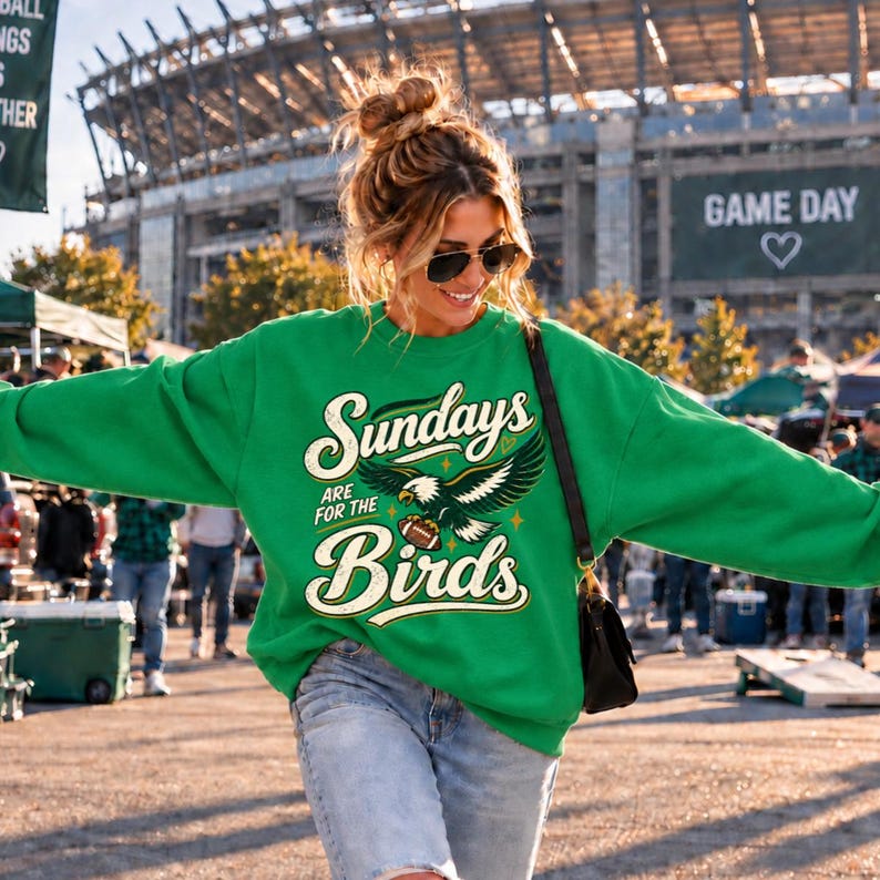 Philly Football Sweatshirt, Sundays Are for the Birds Crewneck, Philadelphia Fan Gift Irish Green