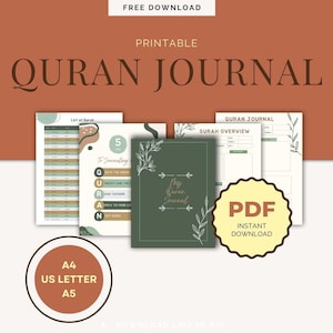 Quran Journal Template for Islamic Reflection | Digital Daily Quran Study, Prayer & Gratitude Planner PDF